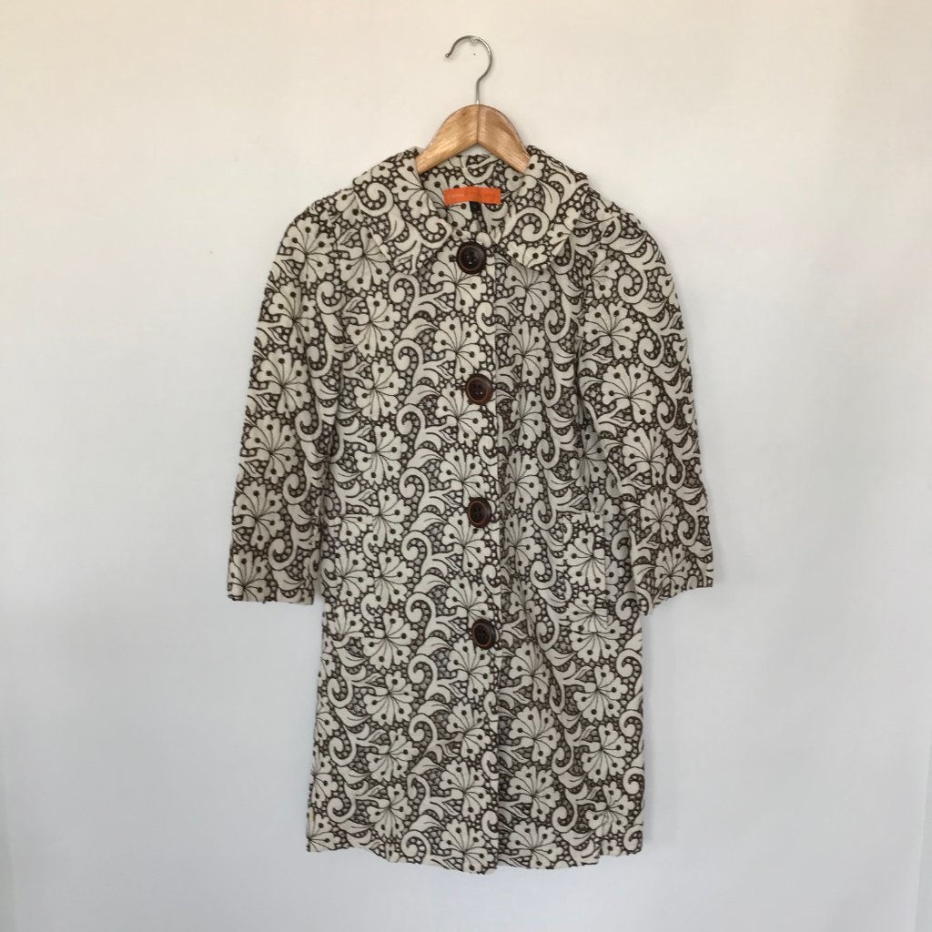 Cynthia Steffe Brown And White Eyelet Coat